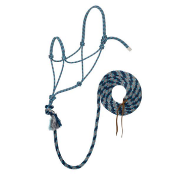 Weaver Silvertip No. 95 Rope Halter w. Lead - Grey/Blue/Navy/Turquoise - Average